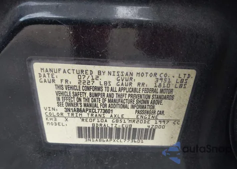 2012 Nissan Sentra 2.0 Sr z USA, uszkodzony, nr VIN 3N1AB6APXCL773601